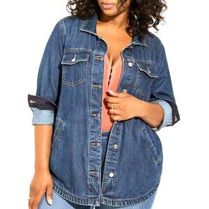NEW - 4X Torrid Denim Button-Down Shirt Shacket w/Side Pockets